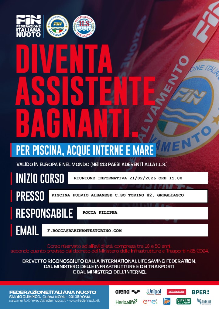 Diventa assistente bagnanti: sabato 21 febbraio 2026 la riunione informativa