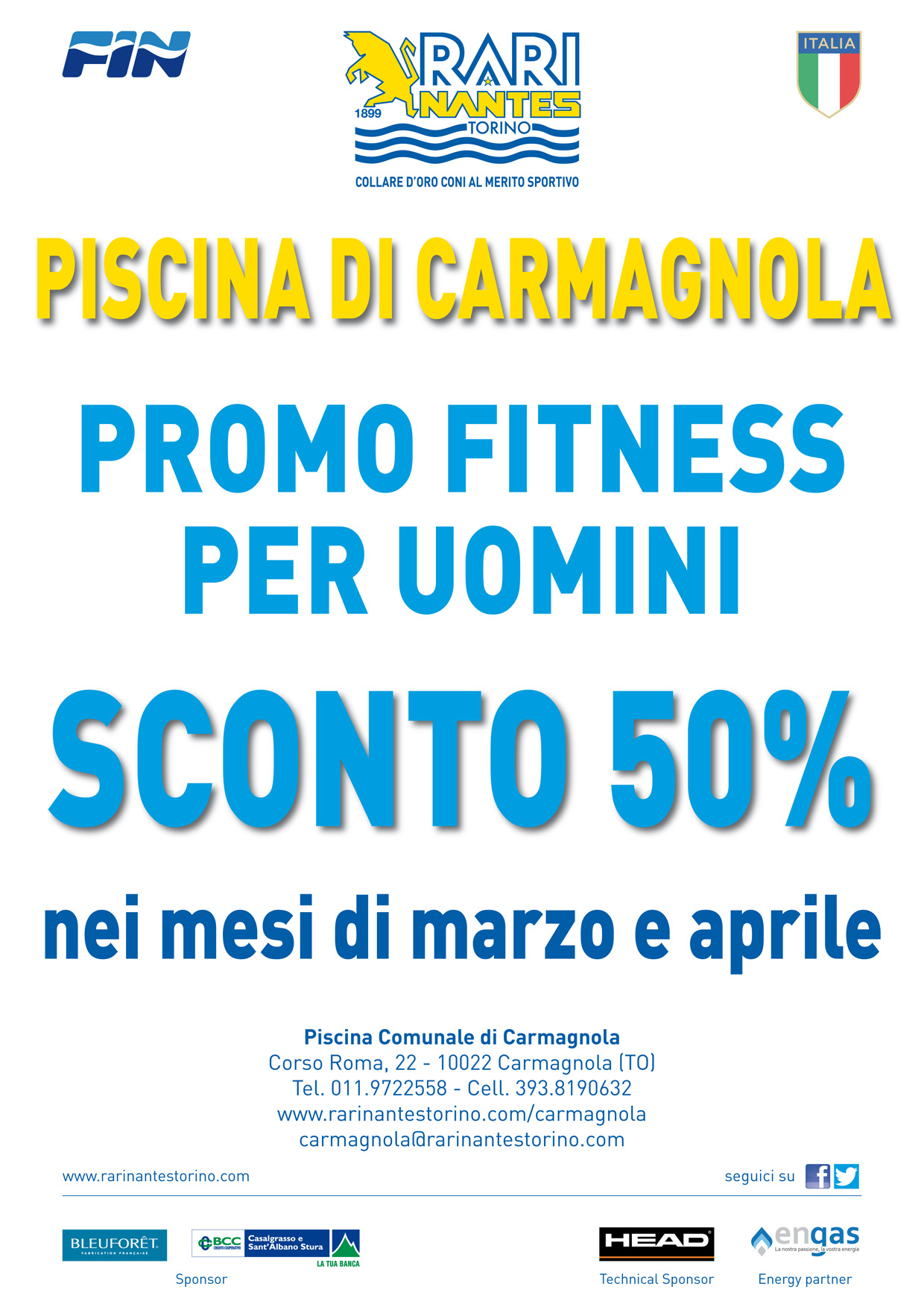 Carmagnola, promozione nel fitness: sconto del 50% per gli uomini