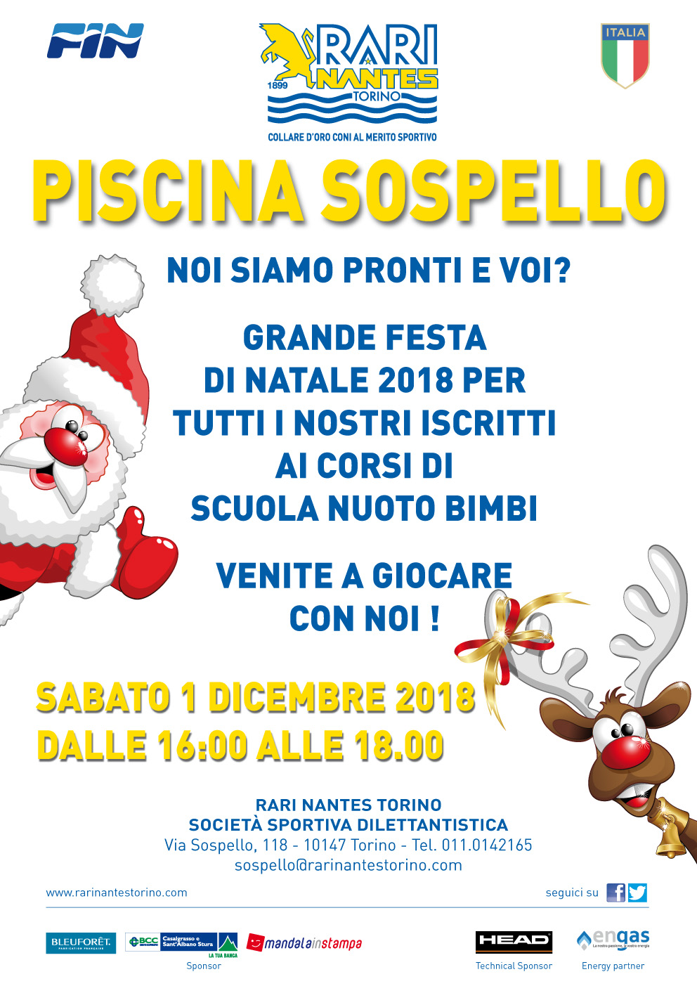 Sospello, sabato 1 dicembre i bambini della scuola nuoto festeggiano il Natale